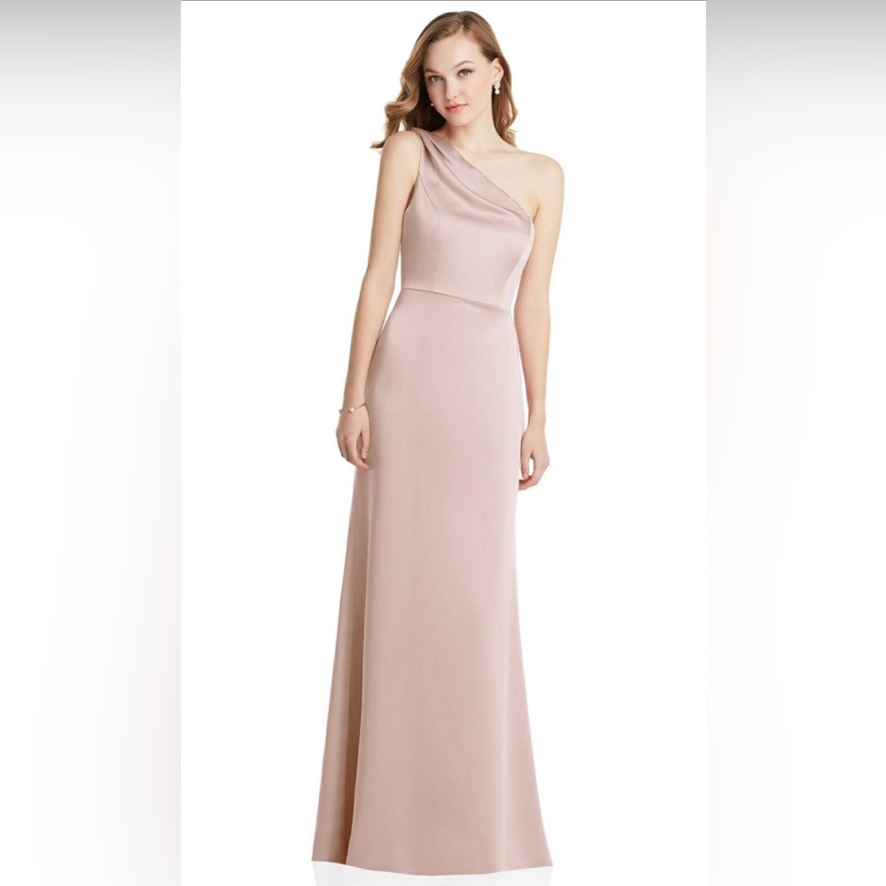 Lovely One Shoulder Shirred Satin Trumpet Dress Maxi Dress